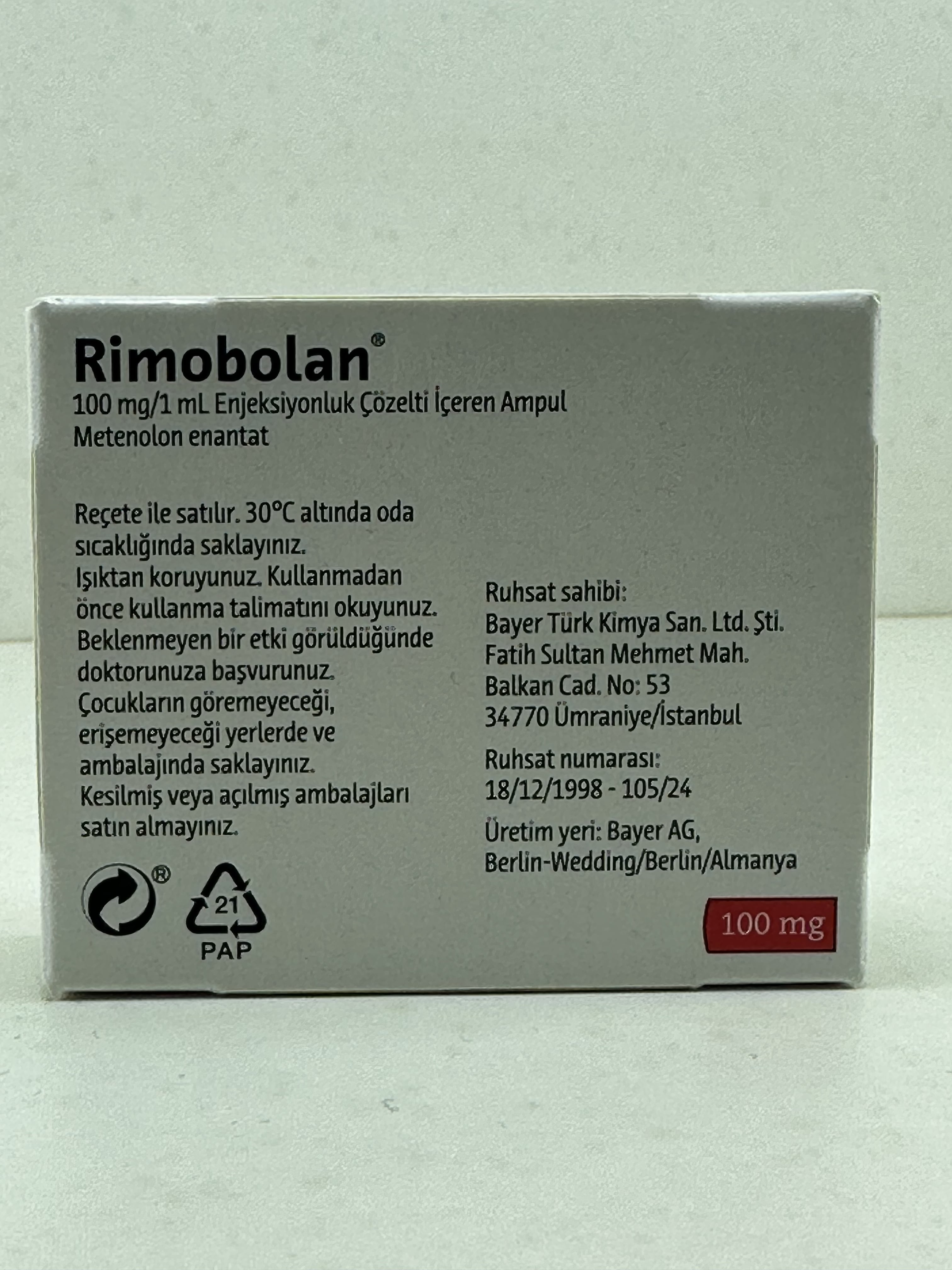 rimobolan amps 100 mg/1 ml 1 amp (methenolone enanthate)