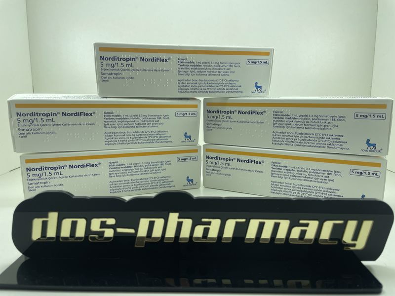 5 x pen norditropin nordiflex (15 iu, 5 mg, novo nordisk)  (somatropin)