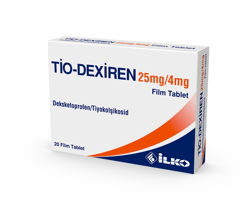 TIO-DEXIREN 25 mg/4 mg 20 tablets(Dexketoprofen Trometamol + Thiocolcicoside)
